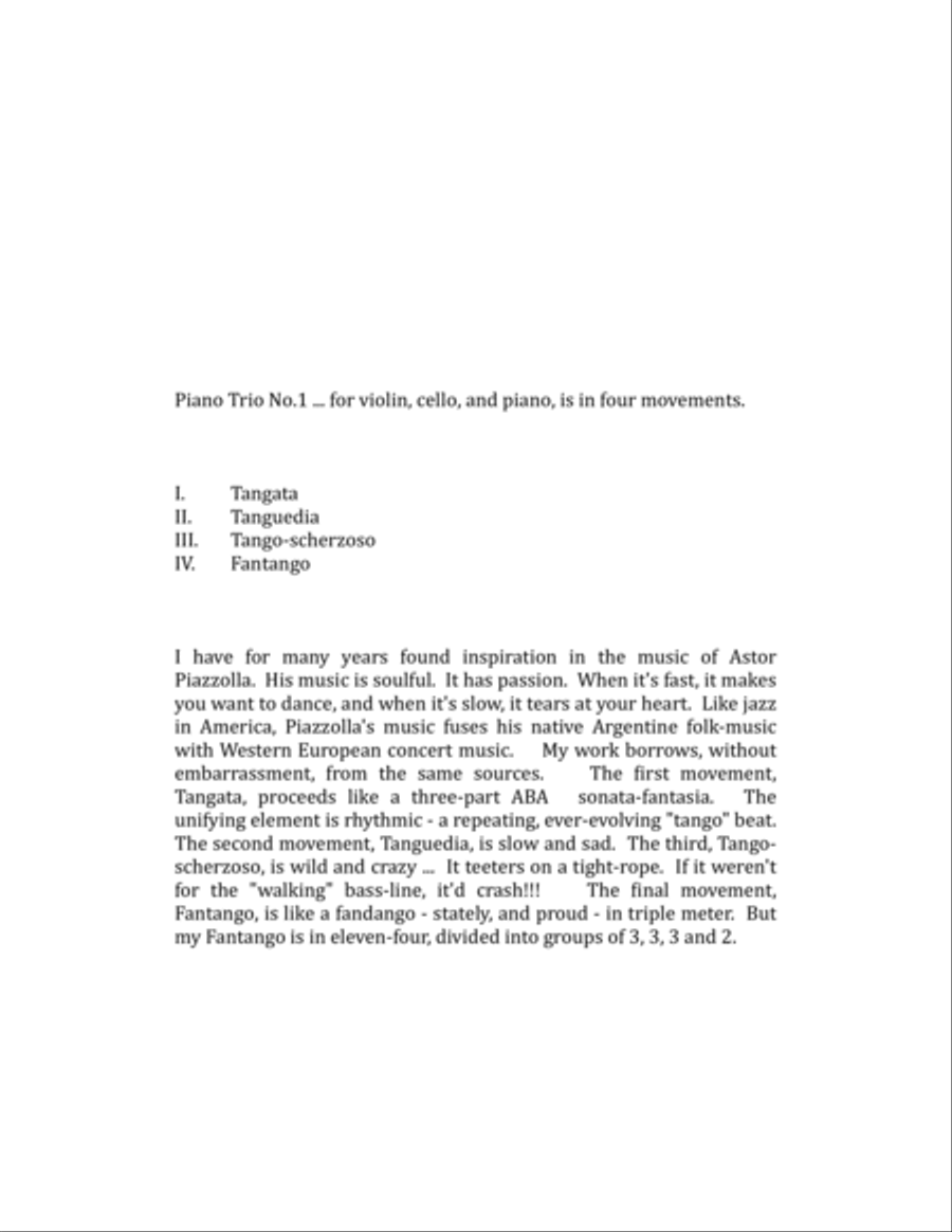 Piano Trio No. 1 (1994, rev. 2000) for violin, cello and piano Piano Trio scores gallery preview page 2