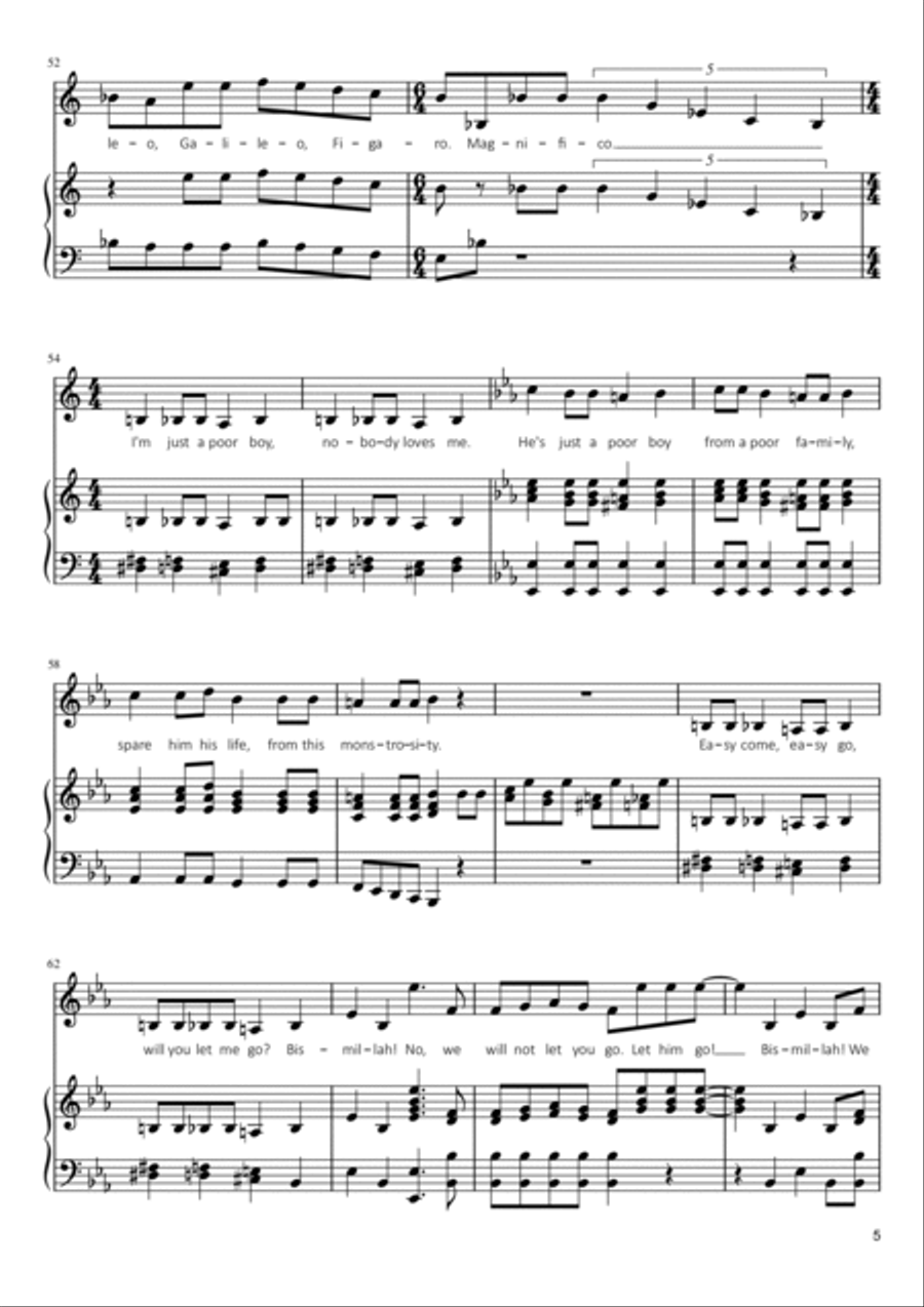 Bohemian Rhapsody A Cappella scores gallery preview page 5