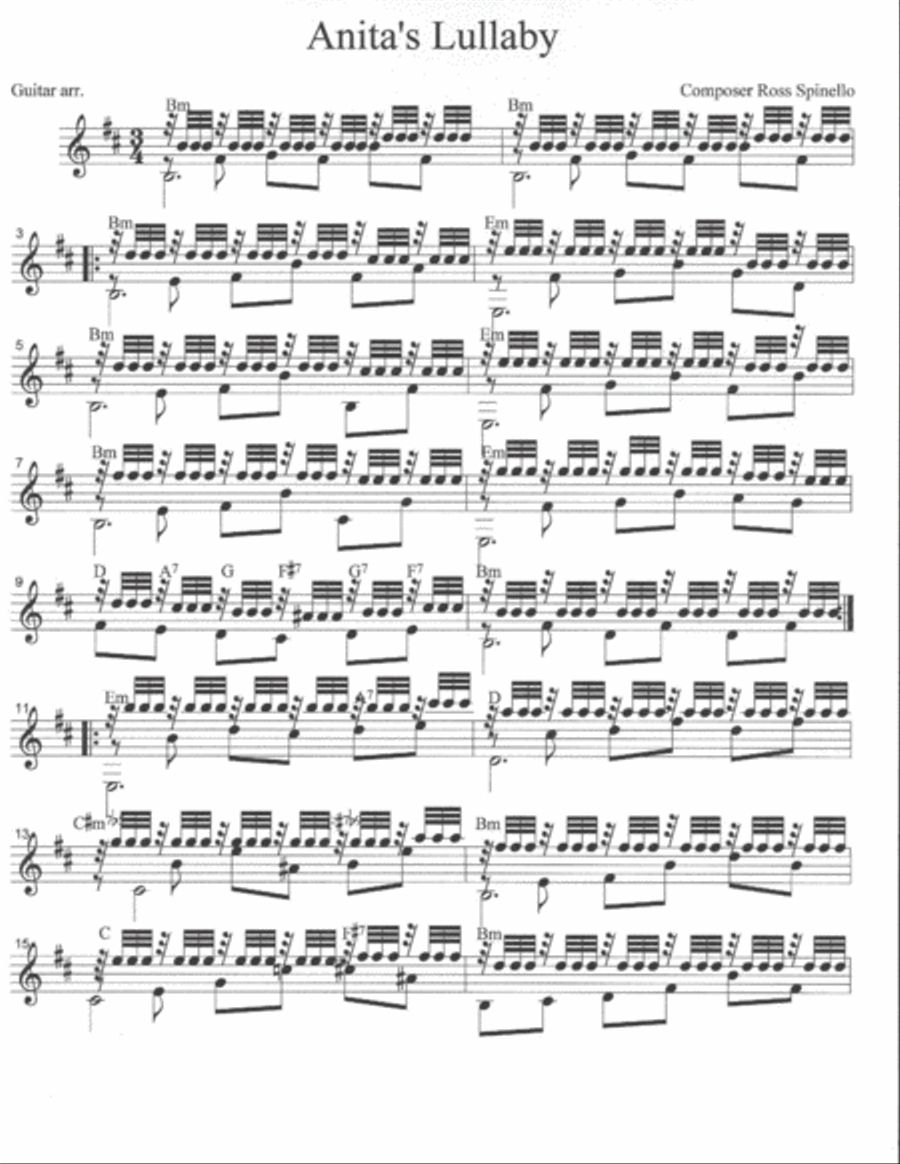 Anita's lullaby. orchestral style Violin scores gallery preview page 1