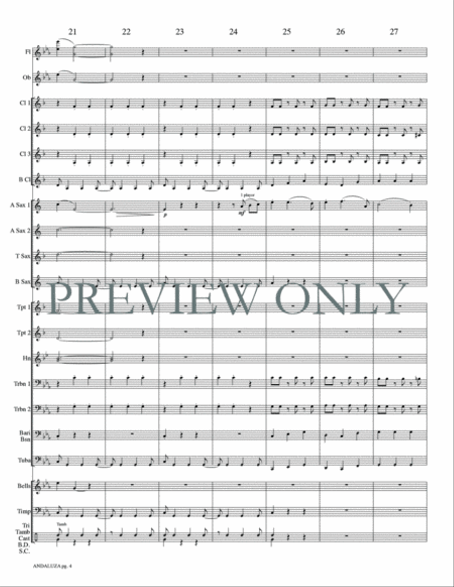 Andaluza -- Spanish Dance No. 5 Concert Band scores gallery preview page 7