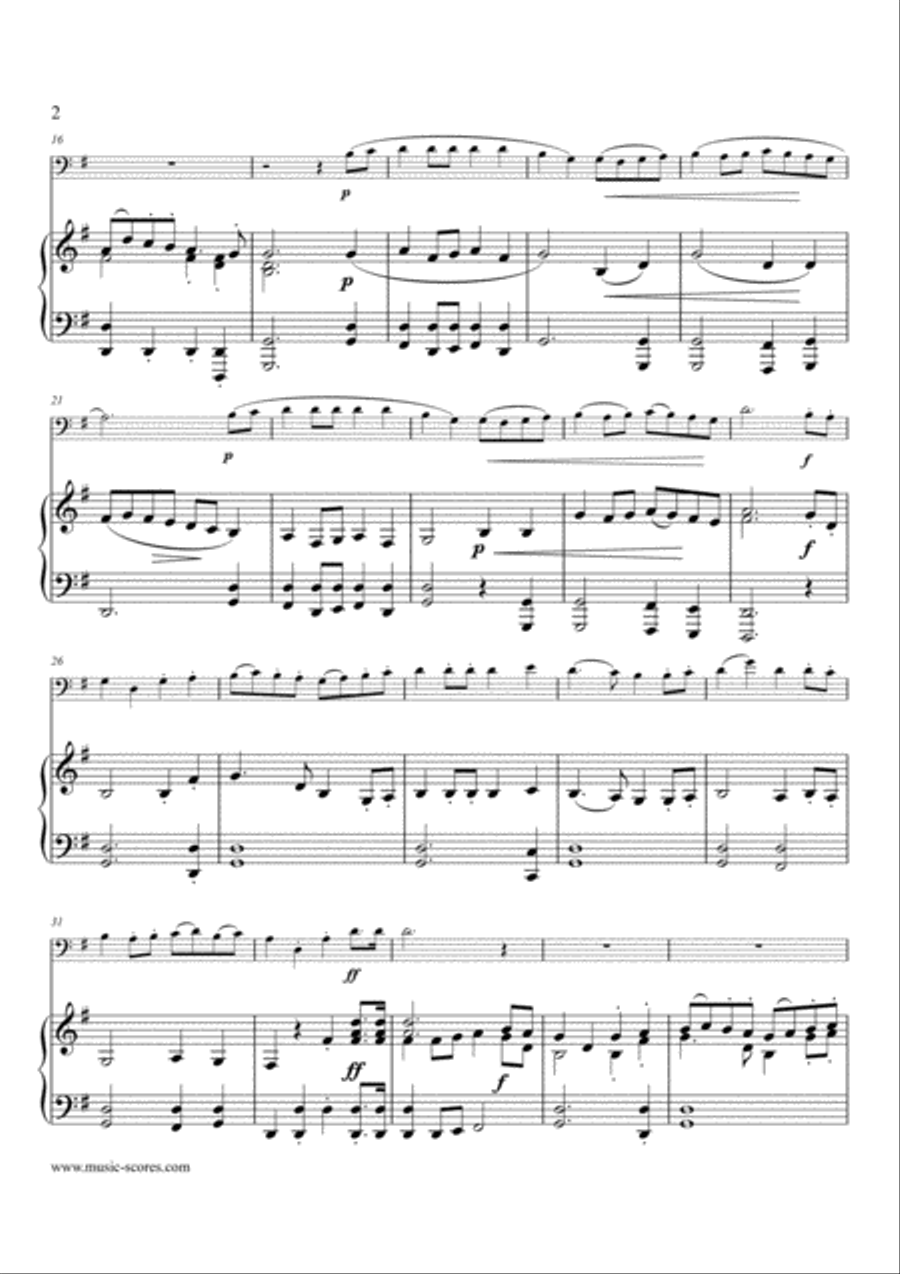 Rondeau - Bridal Fanfare - Cello and Piano - G major Piano scores gallery preview page 2