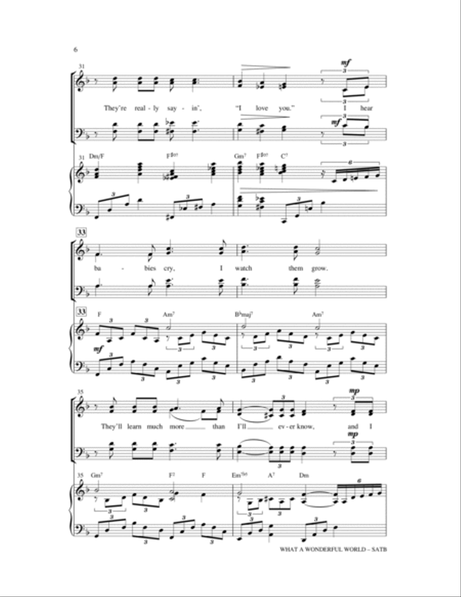 What A Wonderful World 4-Part scores gallery preview page 6