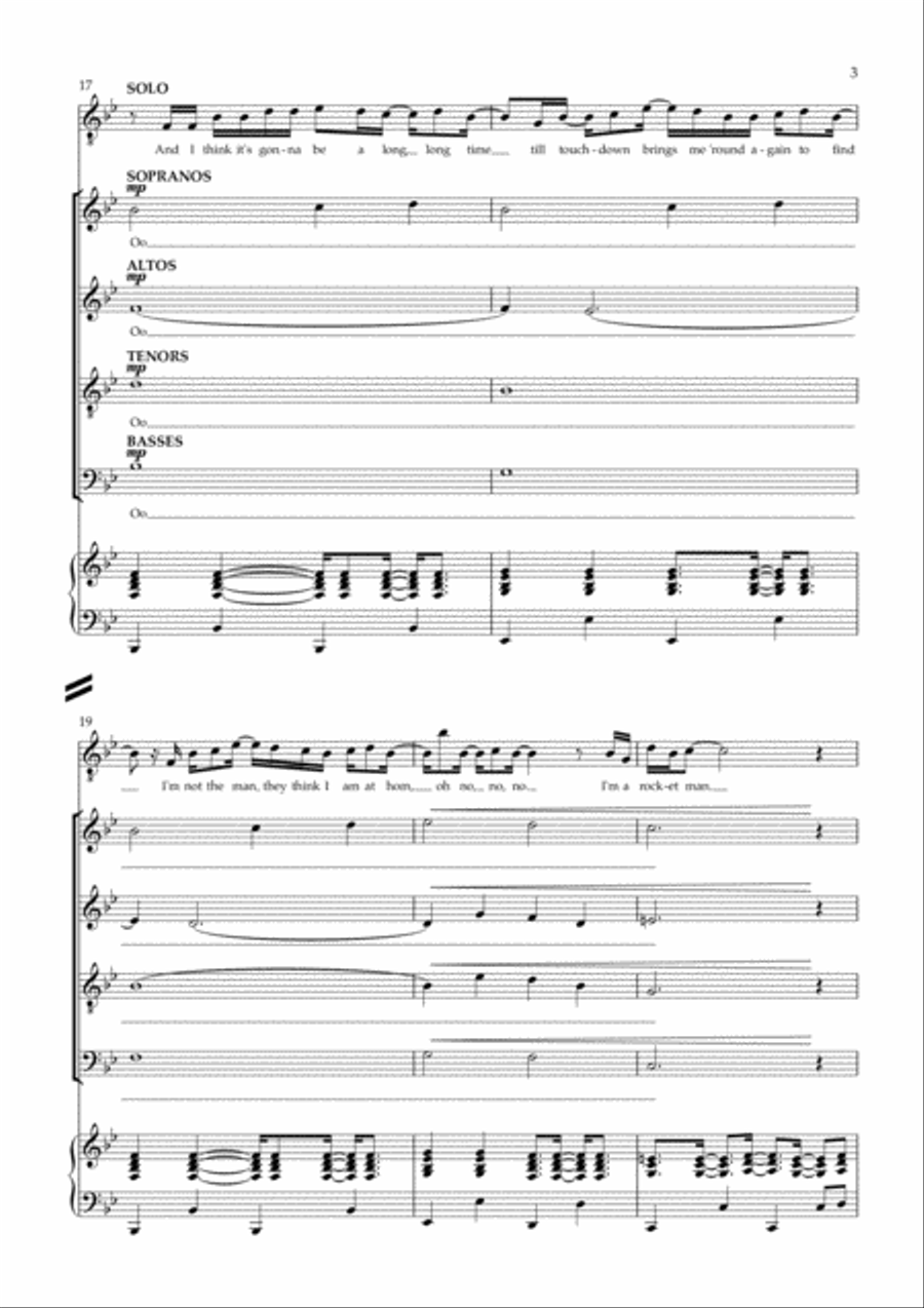 Rocket Man (i Think It's Gonna Be A Long Long Time) Rocket Man (i Think It's Gonna Be A Long Long Time) 4-Part scores gallery preview page 3