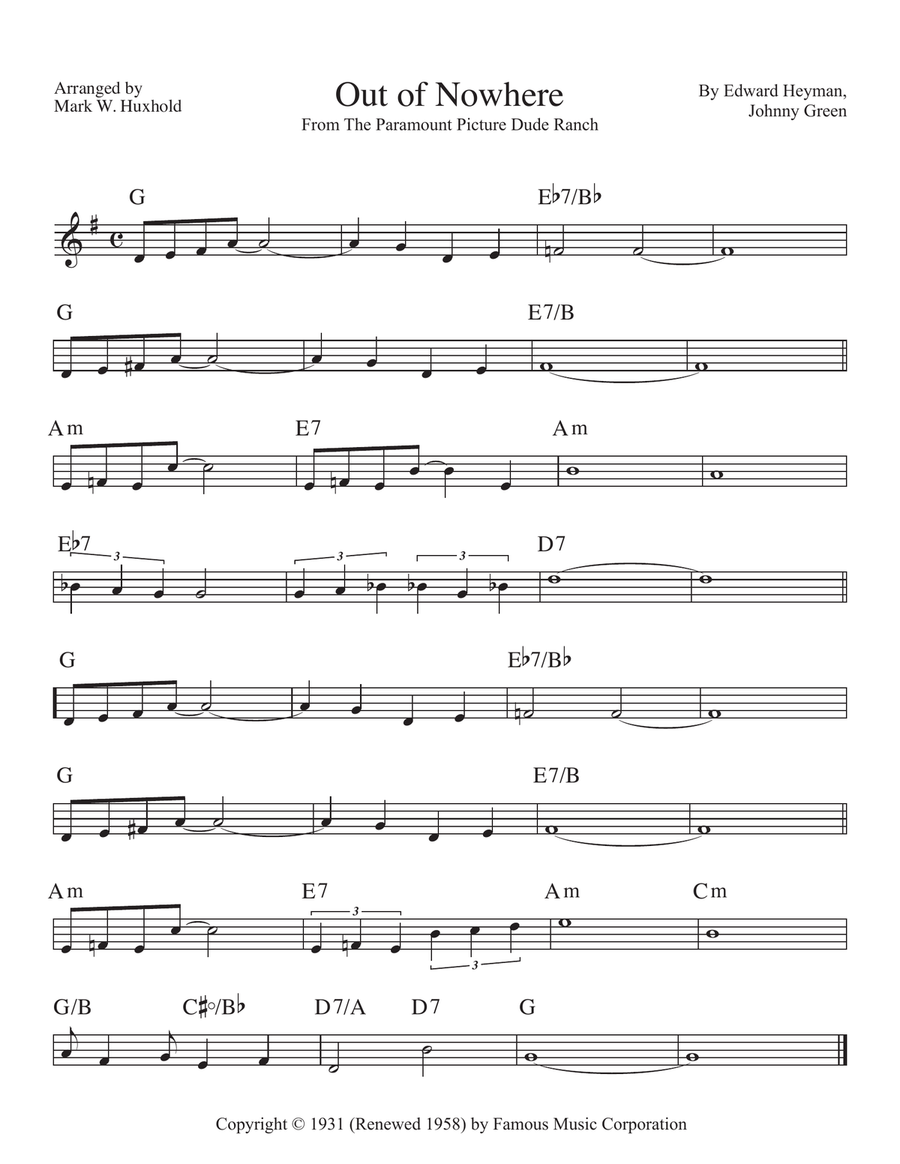 Out Of Nowhere Piano scores gallery preview page 1