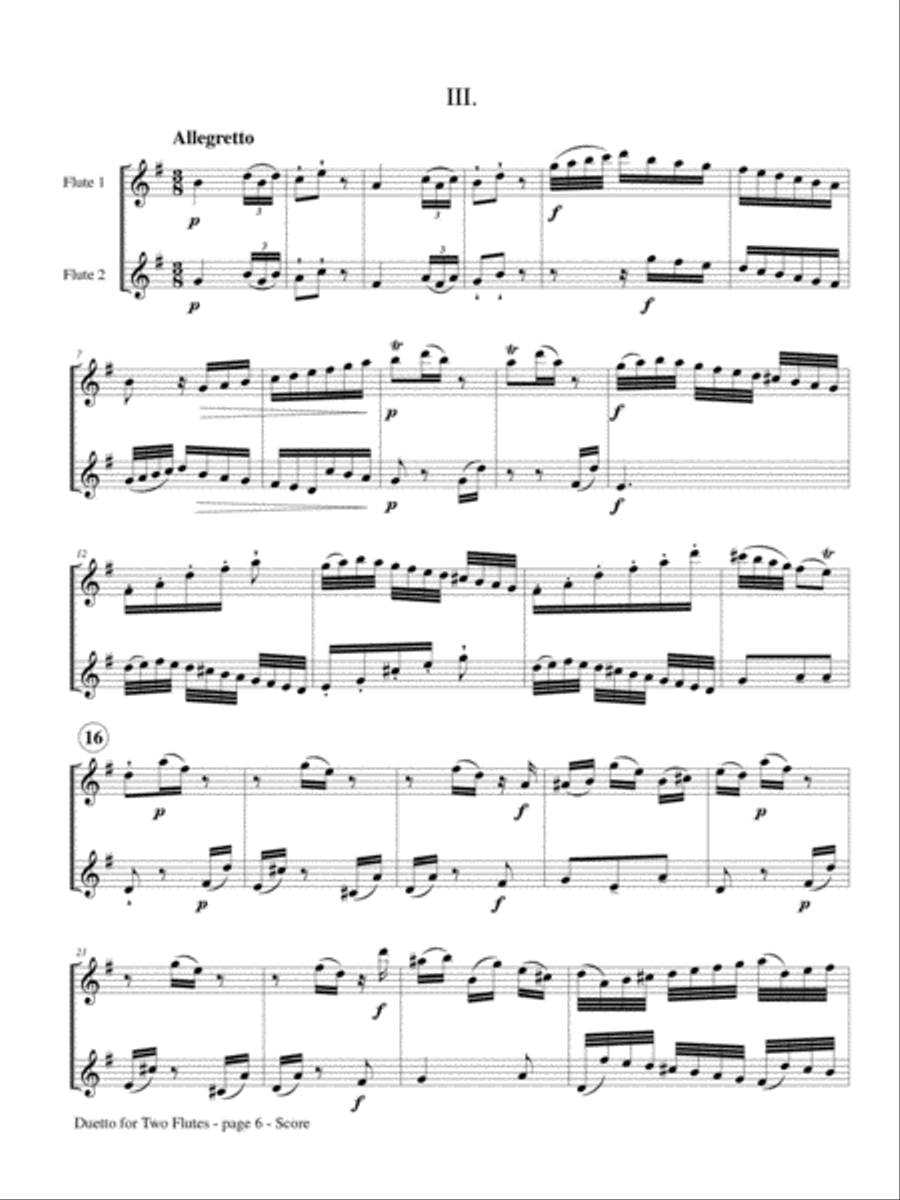 Duetto in E Minor/G Major for Two Flutes Flute Duet scores gallery preview page 3