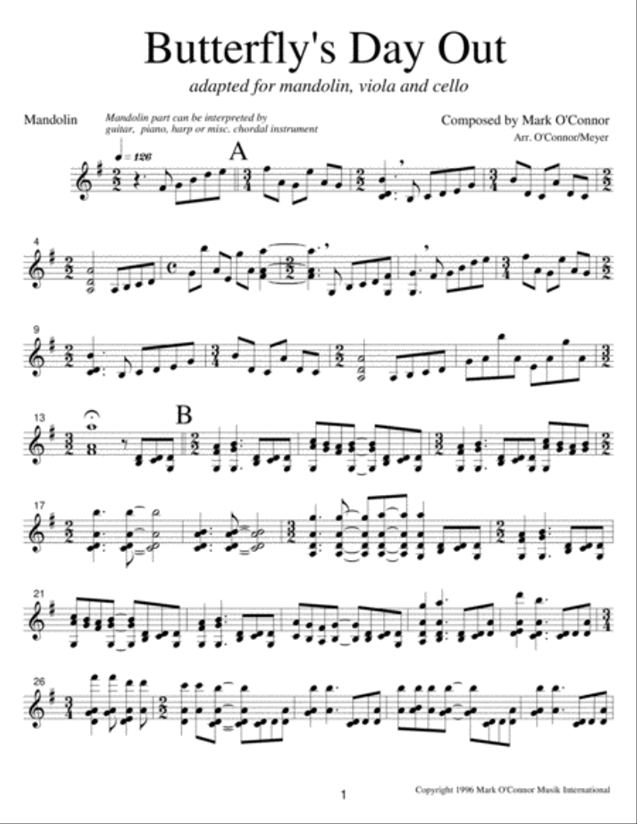 Butterfly's Day Out (mandolin part - mandolin/misc. instr., vla, cel) String Trio scores gallery preview page 4