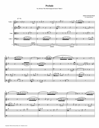Prelude 20 from Well-Tempered Clavier, Book 1 (String Quintet)