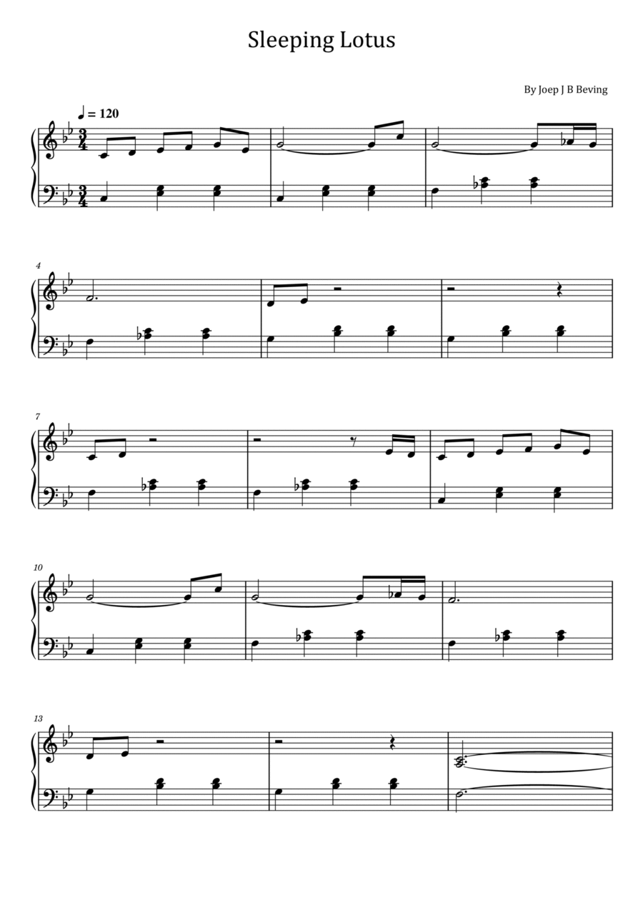 Sleeping Lotus Easy Piano scores gallery preview page 1