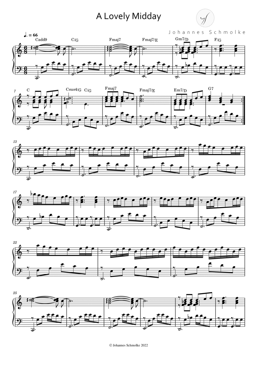 A Lovely Midday A Lovely Midday Piano Solo scores gallery preview page 1