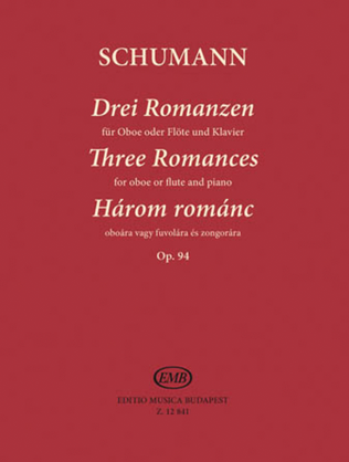 Book cover for Three Romances, Op. 94 for Oboe (Flute) and Piano
