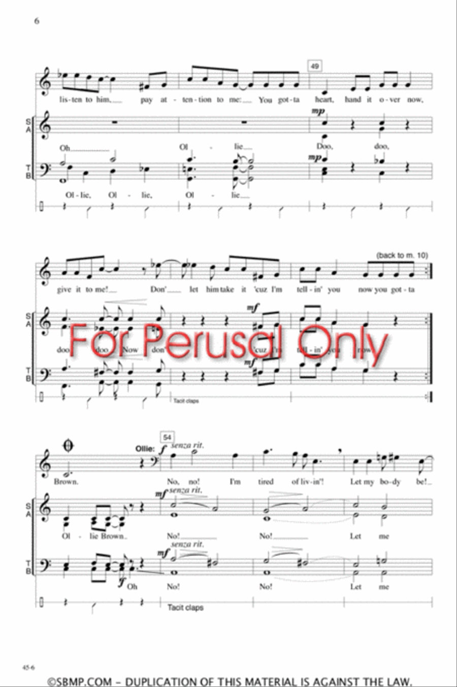Wake Up, Ollie Brown! - SATB Octavo 4-Part scores gallery preview page 5