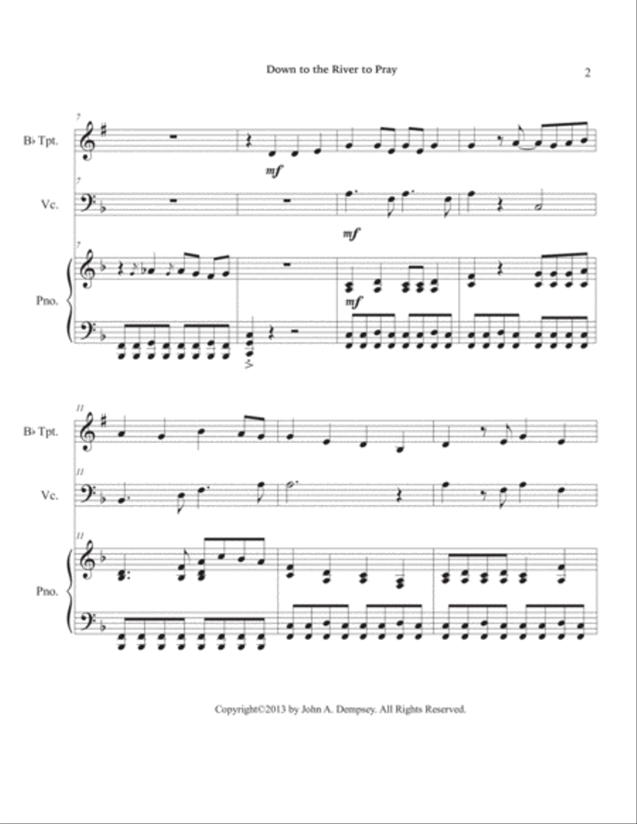 Down to the River to Pray (Trio for Trumpet, Cello and Piano) Trumpet Trio scores gallery preview page 6