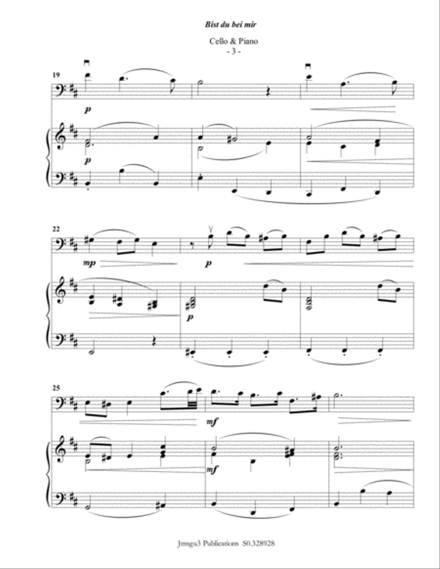 Bach: Bist du bei mir BWV 508 for Cello & Piano Piano scores gallery preview page 3
