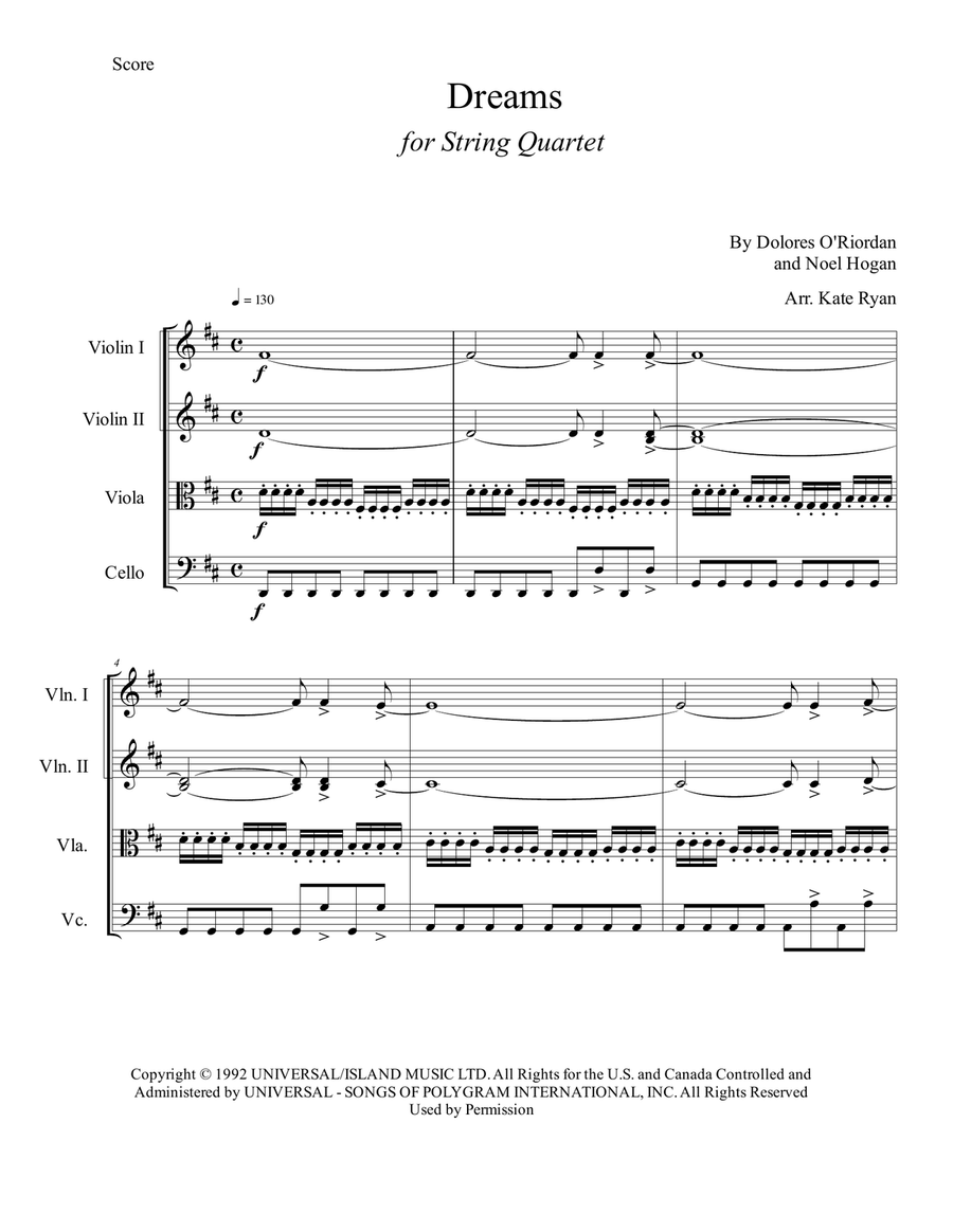 Dreams Dreams String Quartet scores gallery preview page 2