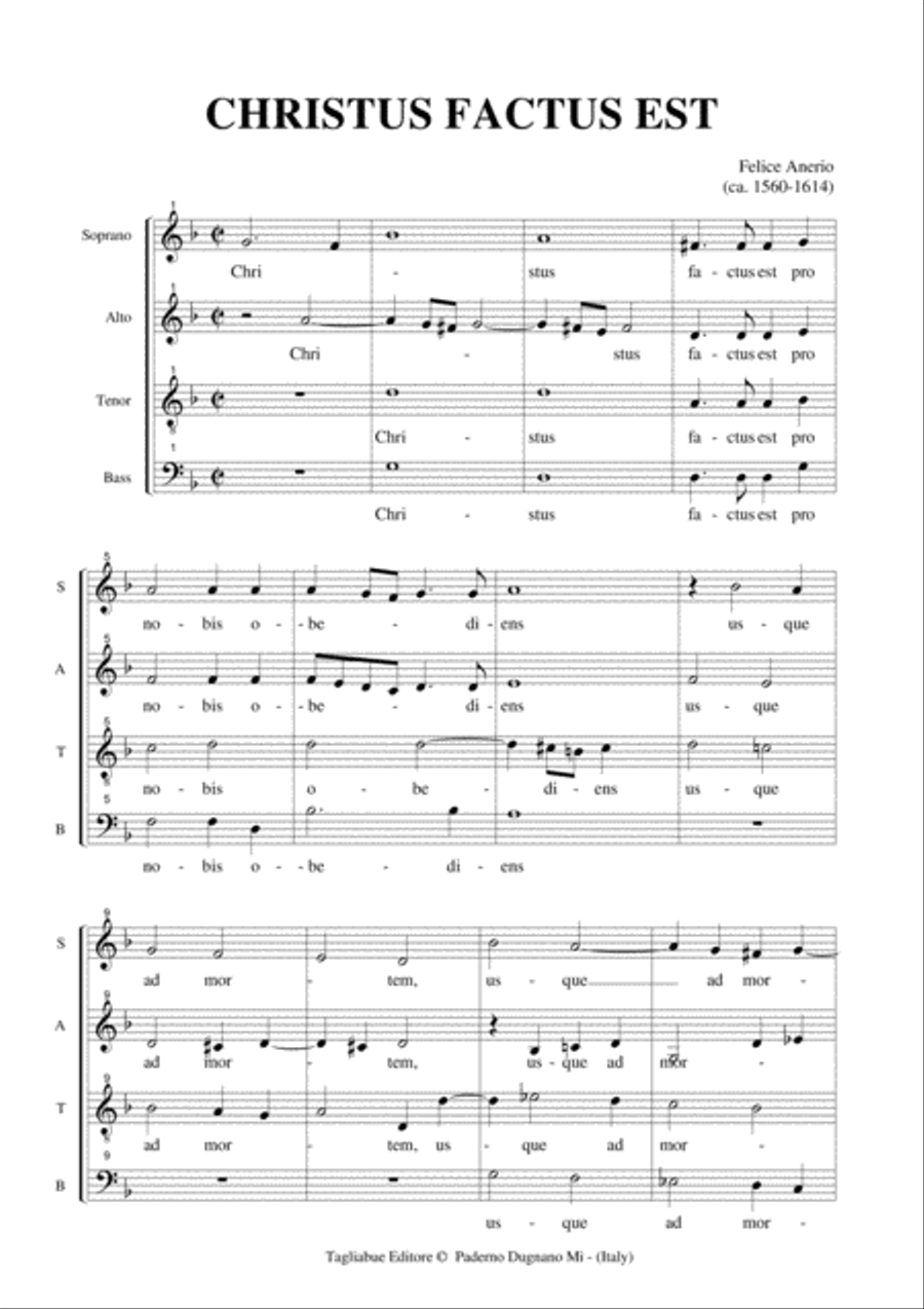 CHRISTUS FACTUS EST - Anerio 4-Part scores gallery preview page 2