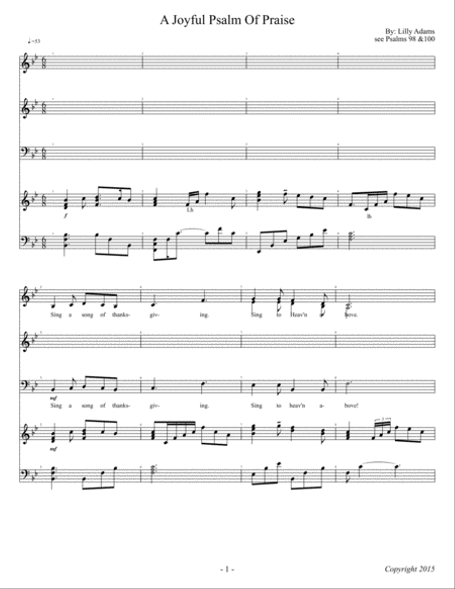 A Joyful Psalm of Praise 3-Part scores gallery preview page 1