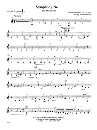 Symphony No. 1 (4th Movement ): 3rd Violin (Viola [TC])