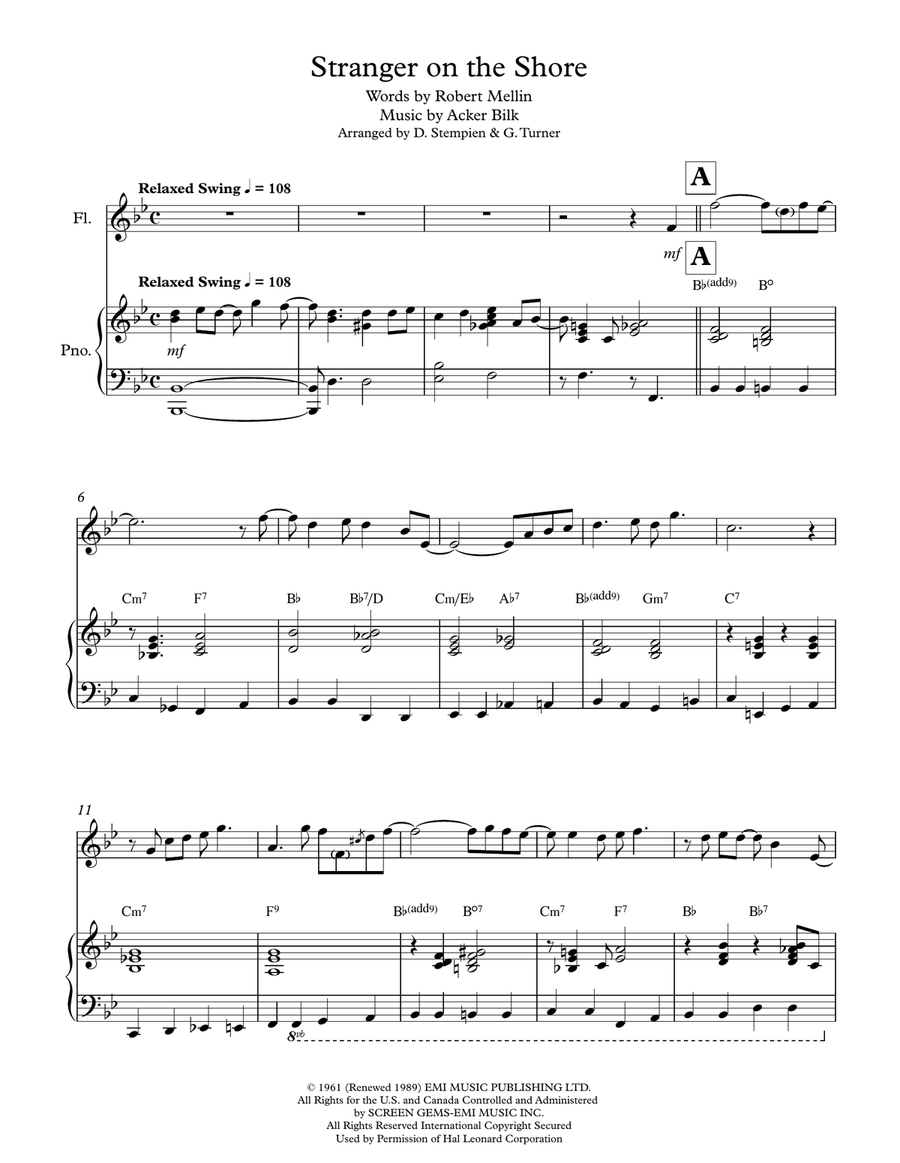 Stranger On The Shore Flute Solo scores gallery preview page 1