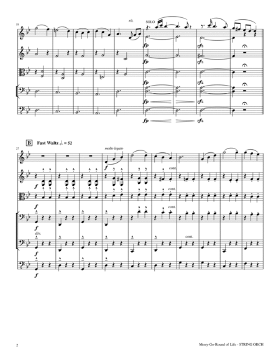 Merry-go-round Of Life String Orchestra scores gallery preview page 2