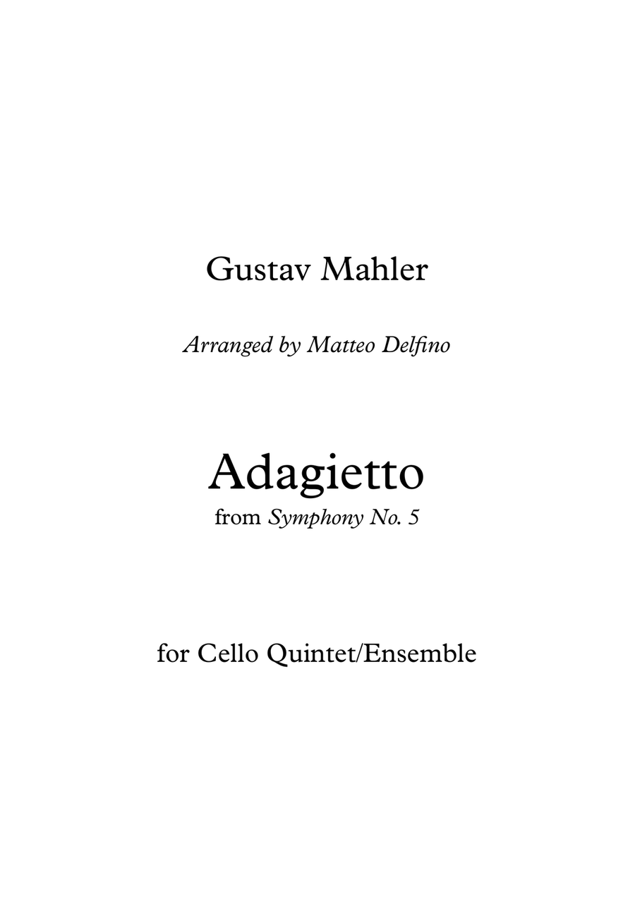 Adagietto (from Symphony No. 5) [for Cello Quintet/Ensemble] Cello Solo scores gallery preview page 1