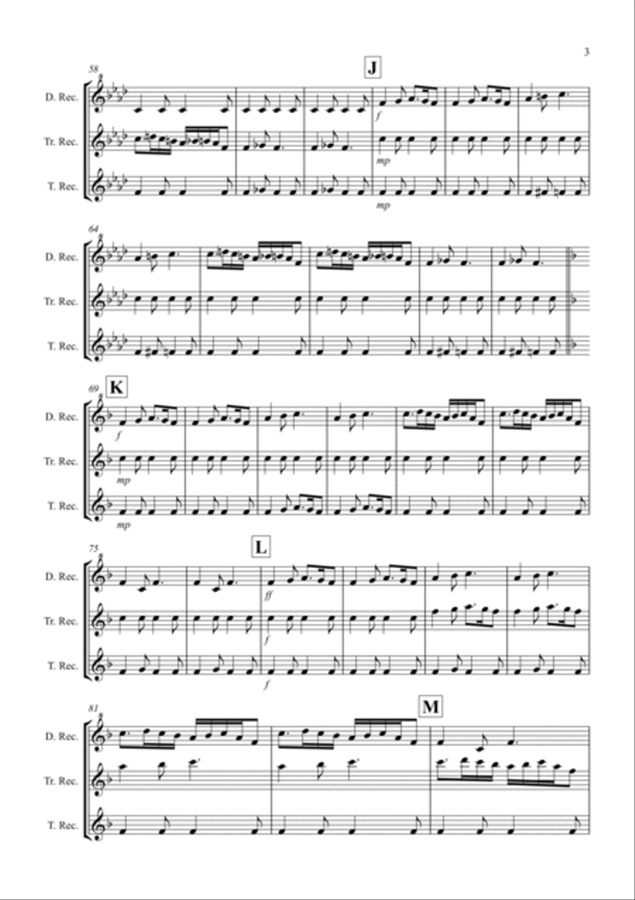 Frere Jacques for Recorder Trio Recorder scores gallery preview page 3