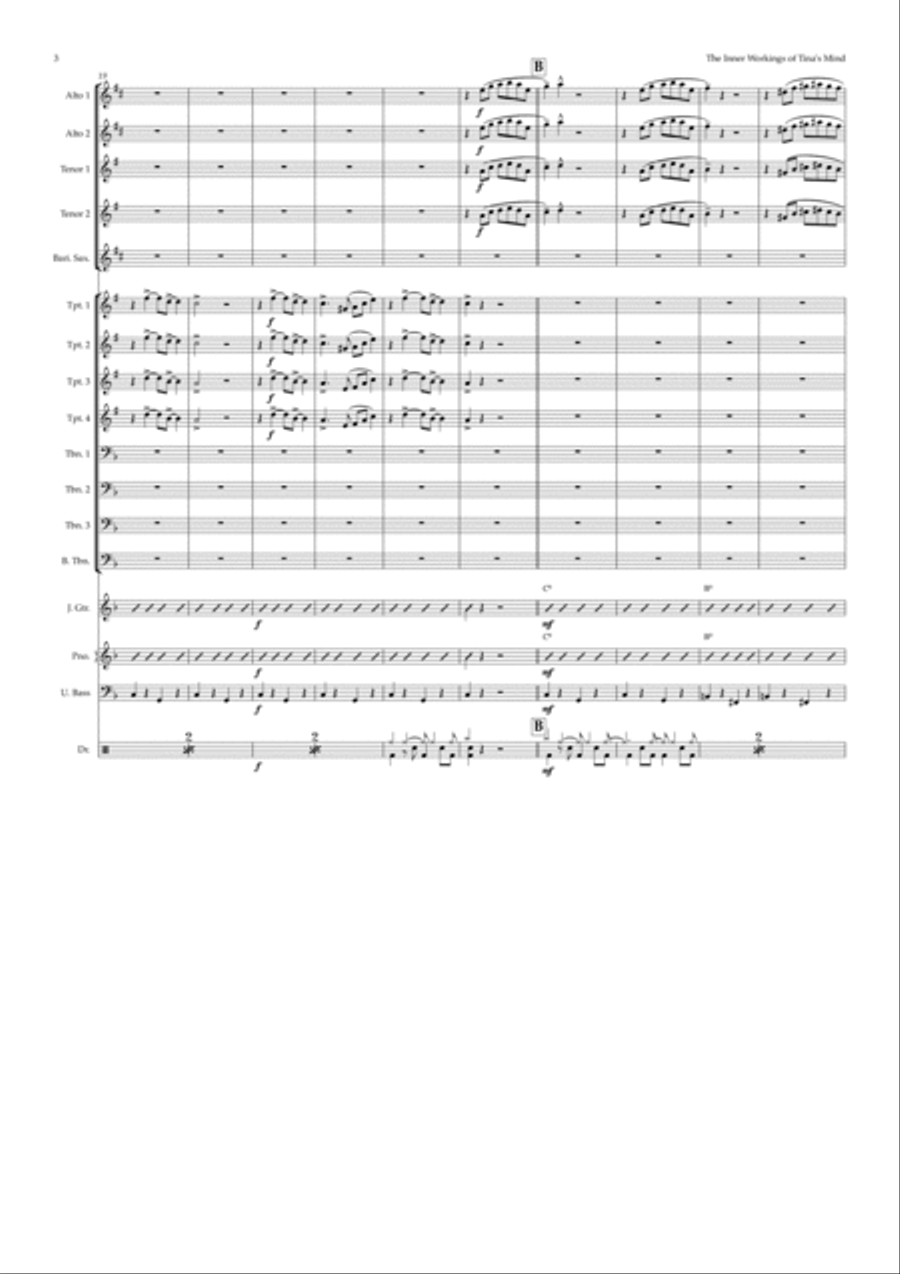 The Inner Workings of Tina's Mind (big band) Jazz Ensemble scores gallery preview page 3