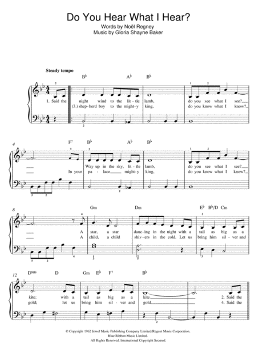 Do You Hear What I Hear? Easy Piano scores gallery preview page 1