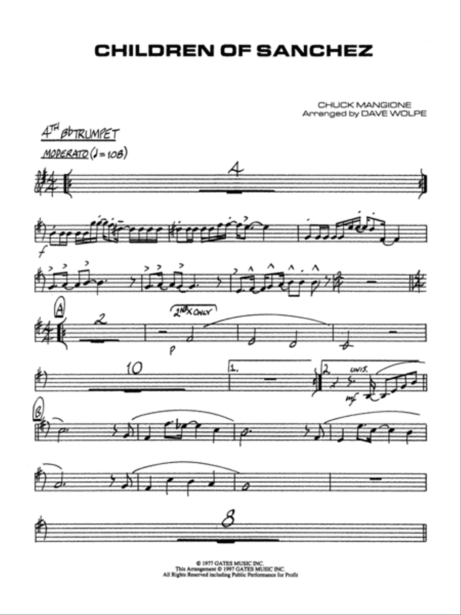 Children of Sanchez: 4th B-flat Trumpet Jazz Ensemble scores gallery preview page 1