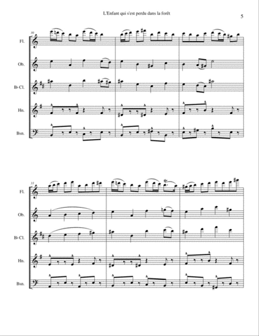 L'Enfant qui s'est perdu dans la forêt Woodwind Quintet scores gallery preview page 5
