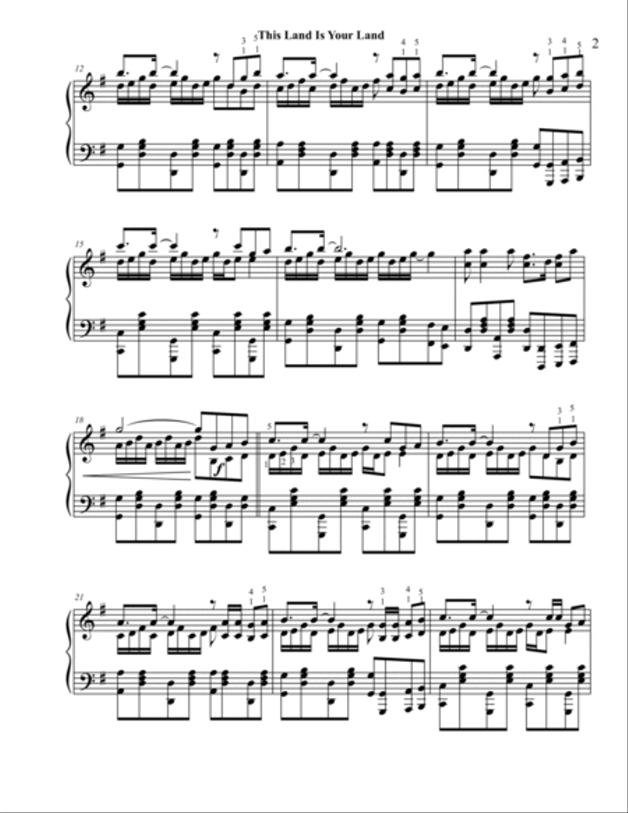 This Land Is Your Land Piano Solo scores gallery preview page 3