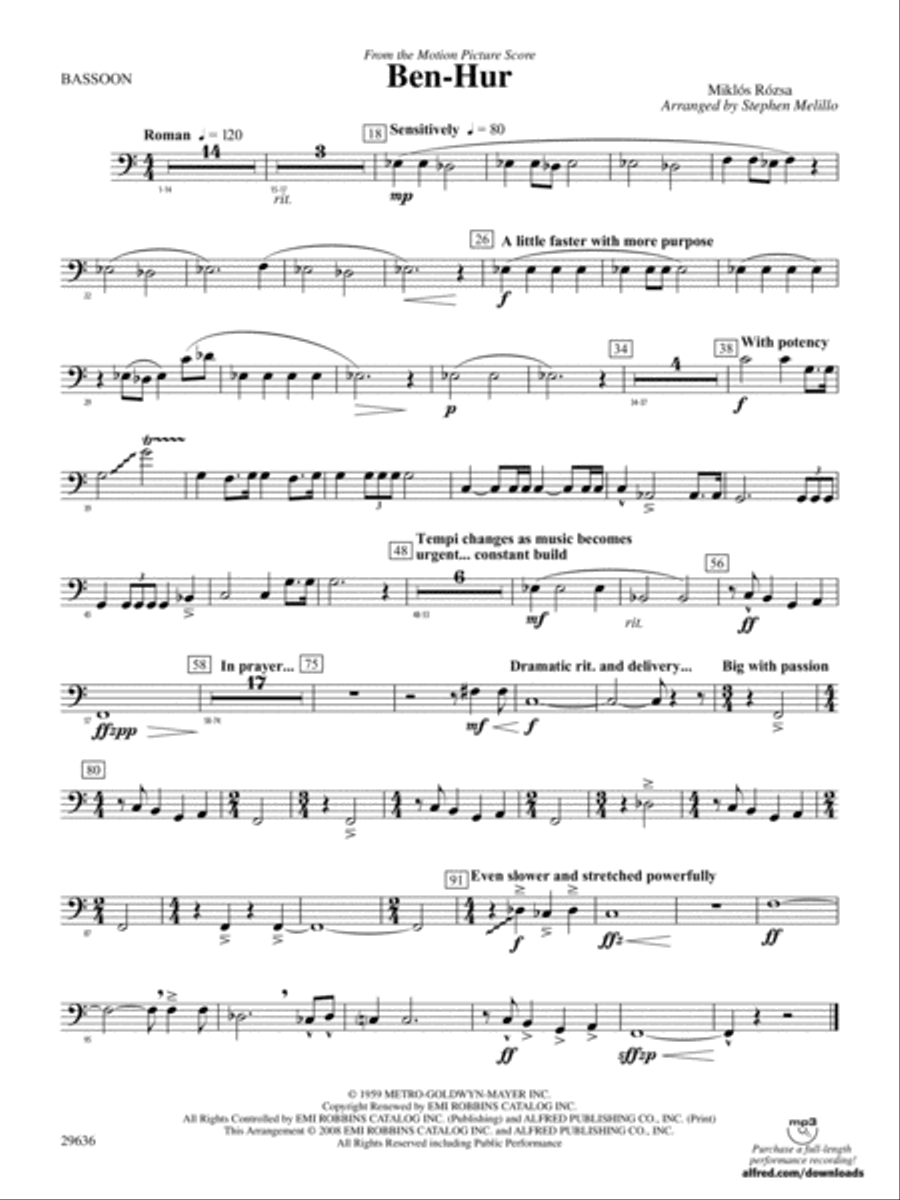 Ben-Hur: Bassoon Concert Band scores gallery preview page 1
