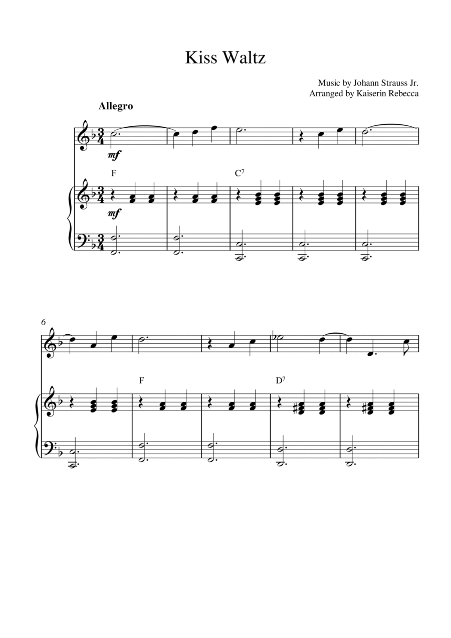 Kiss Waltz Kiss Waltz Piano scores gallery preview page 1
