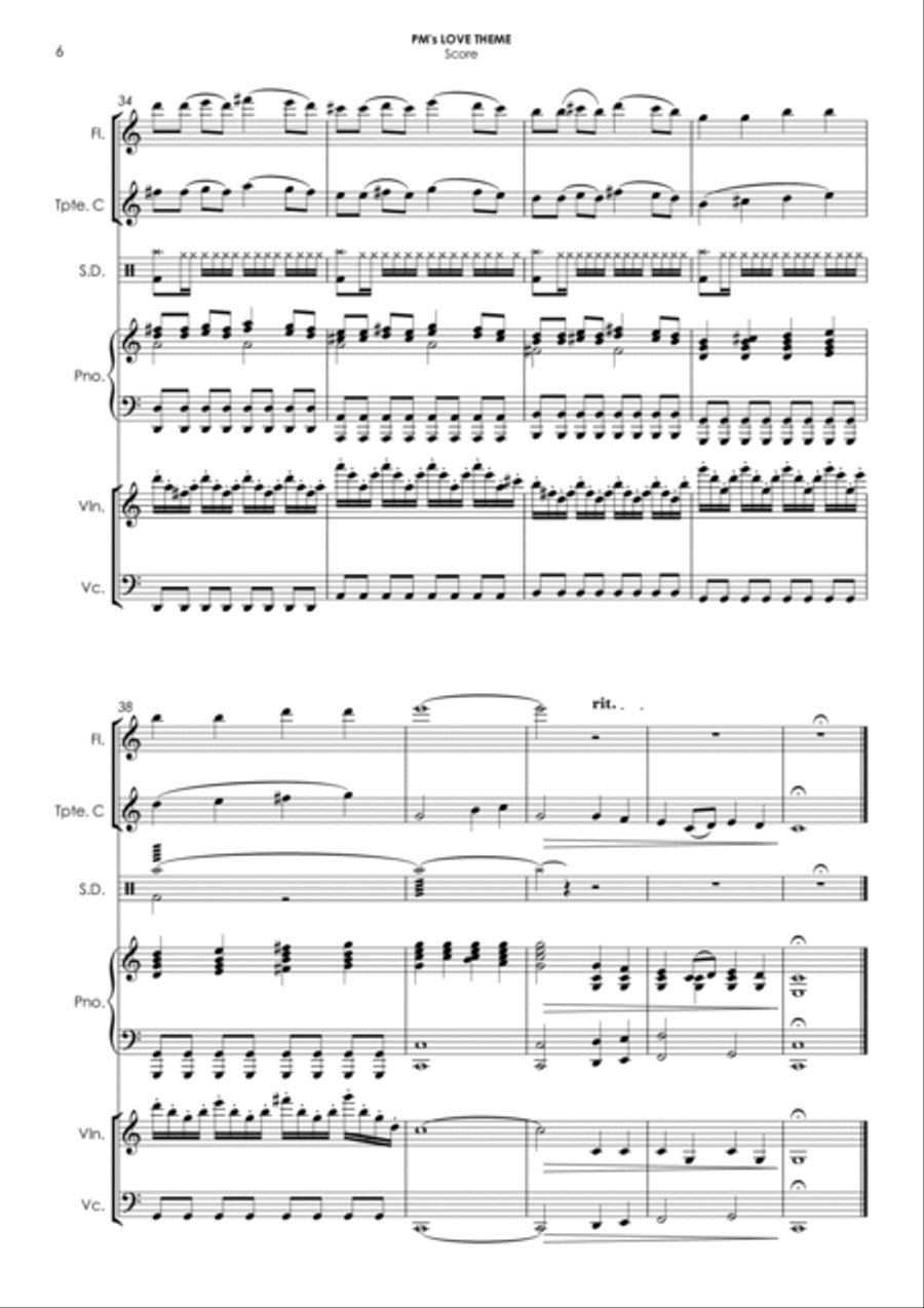 Pm's Love Theme Small Ensemble scores gallery preview page 6