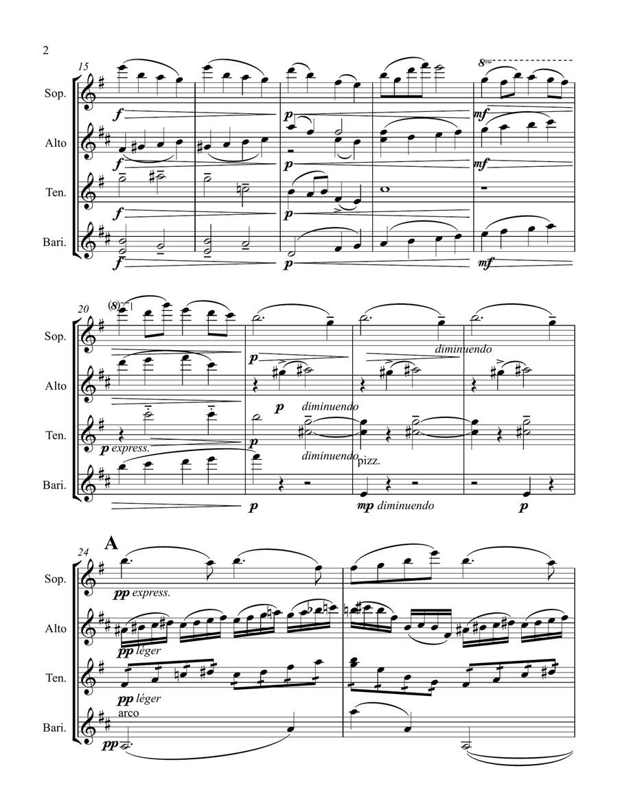 Maurice Ravel - String Quartet in F major I. Allegro moderato – très doux arranged for Saxophone Woodwind Quartet scores gallery preview page 2