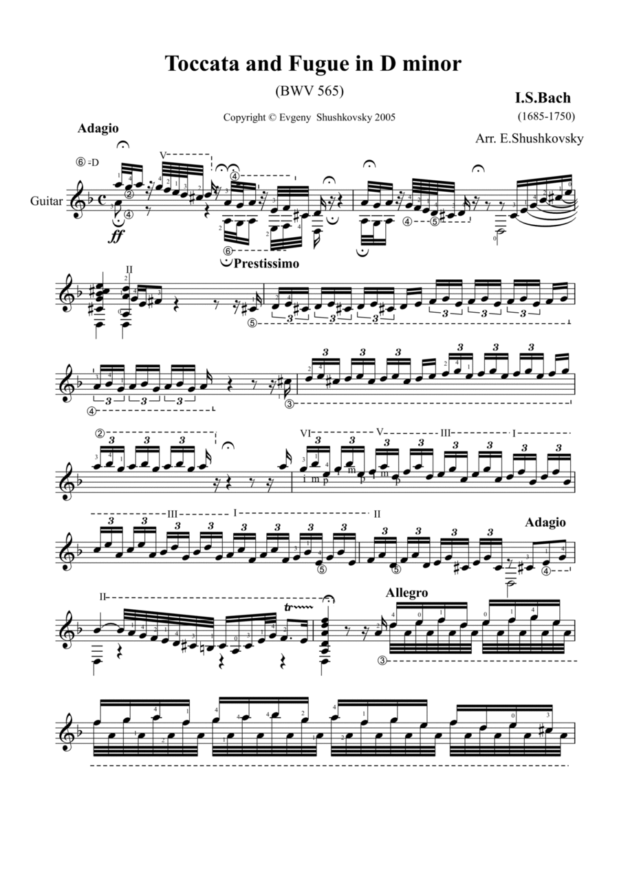Toccata and Fugue in D minor (BWV 565) Acoustic Guitar scores gallery preview page 1