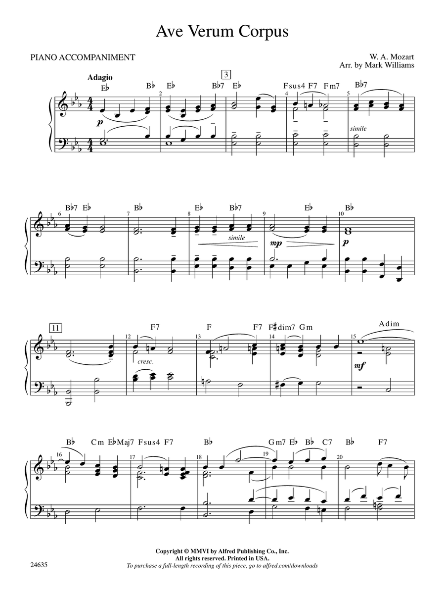 Ave Verum Corpus: Piano Accompaniment