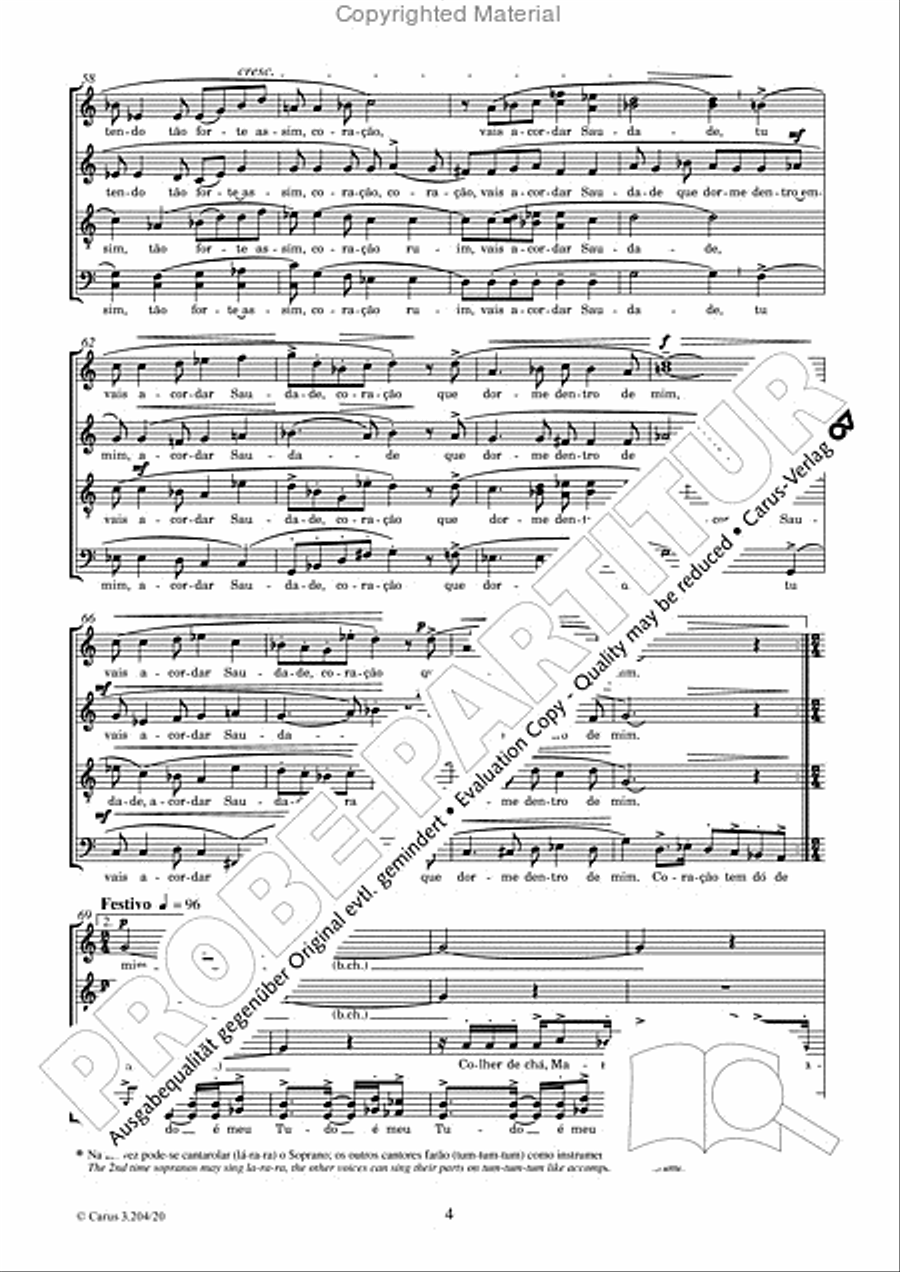 Sabia, coracoa de uma viola 4-Part scores gallery preview page 5