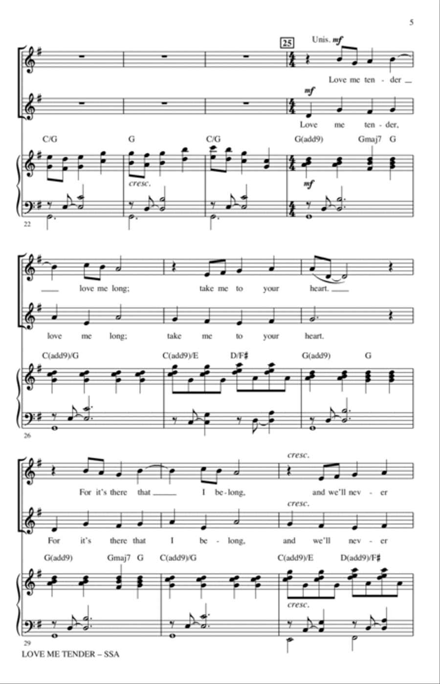 Love Me Tender (arr. Roger Emerson) SSA scores gallery preview page 3
