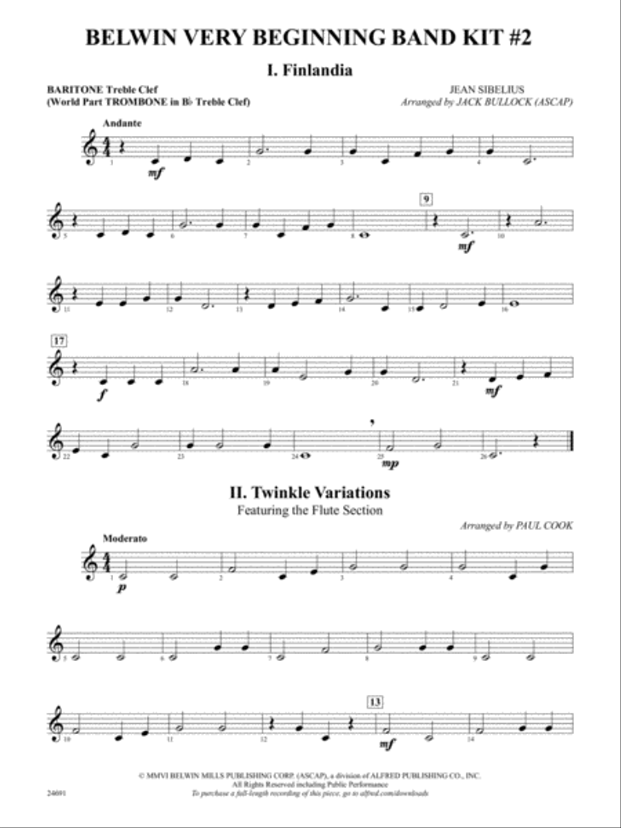 Belwin Very Beginning Band Kit #2: Baritone T.C. Concert Band scores gallery preview page 1