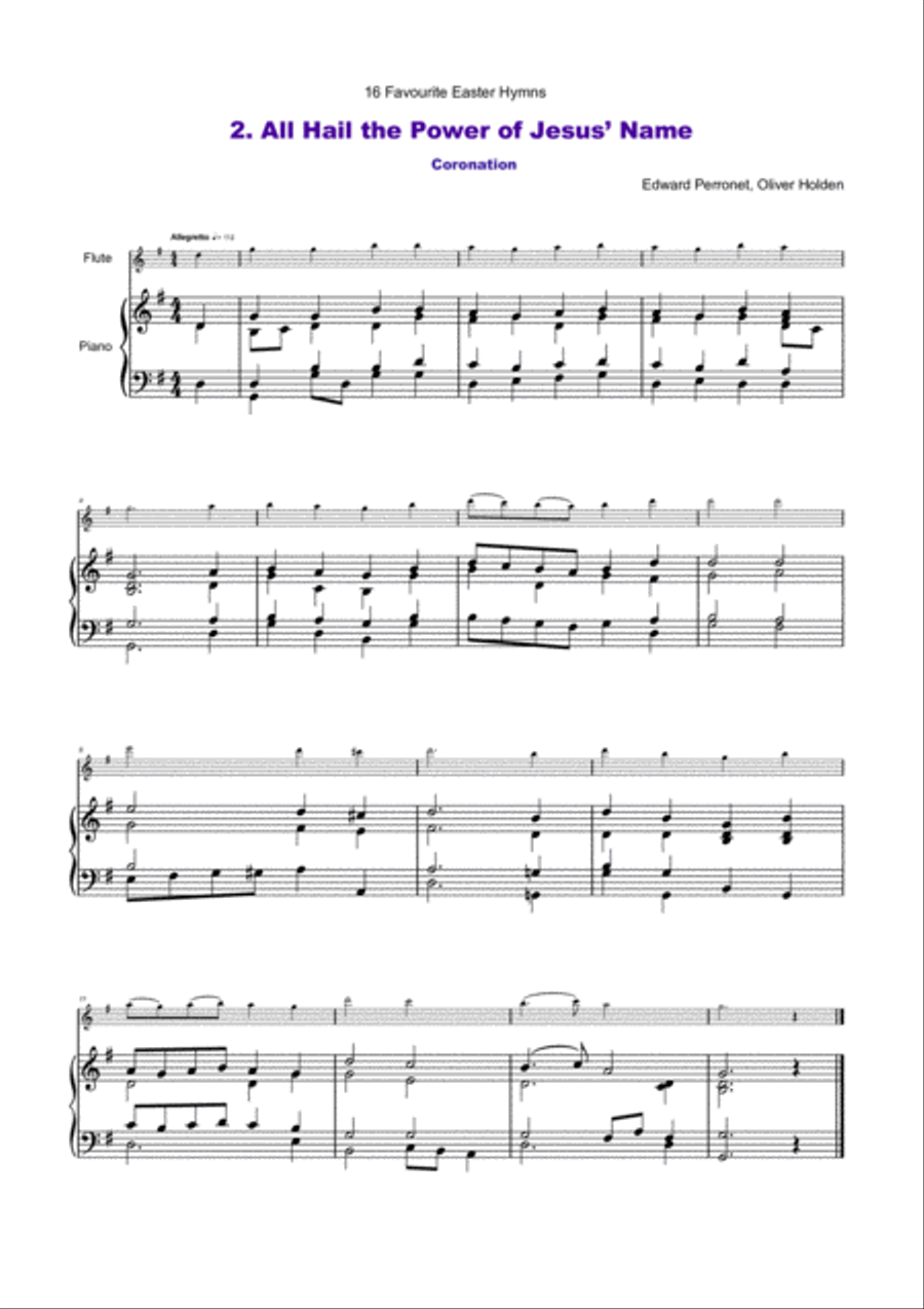 16 Favourite Easter Hymns for Solo Flute and Piano Flute Solo scores gallery preview page 3