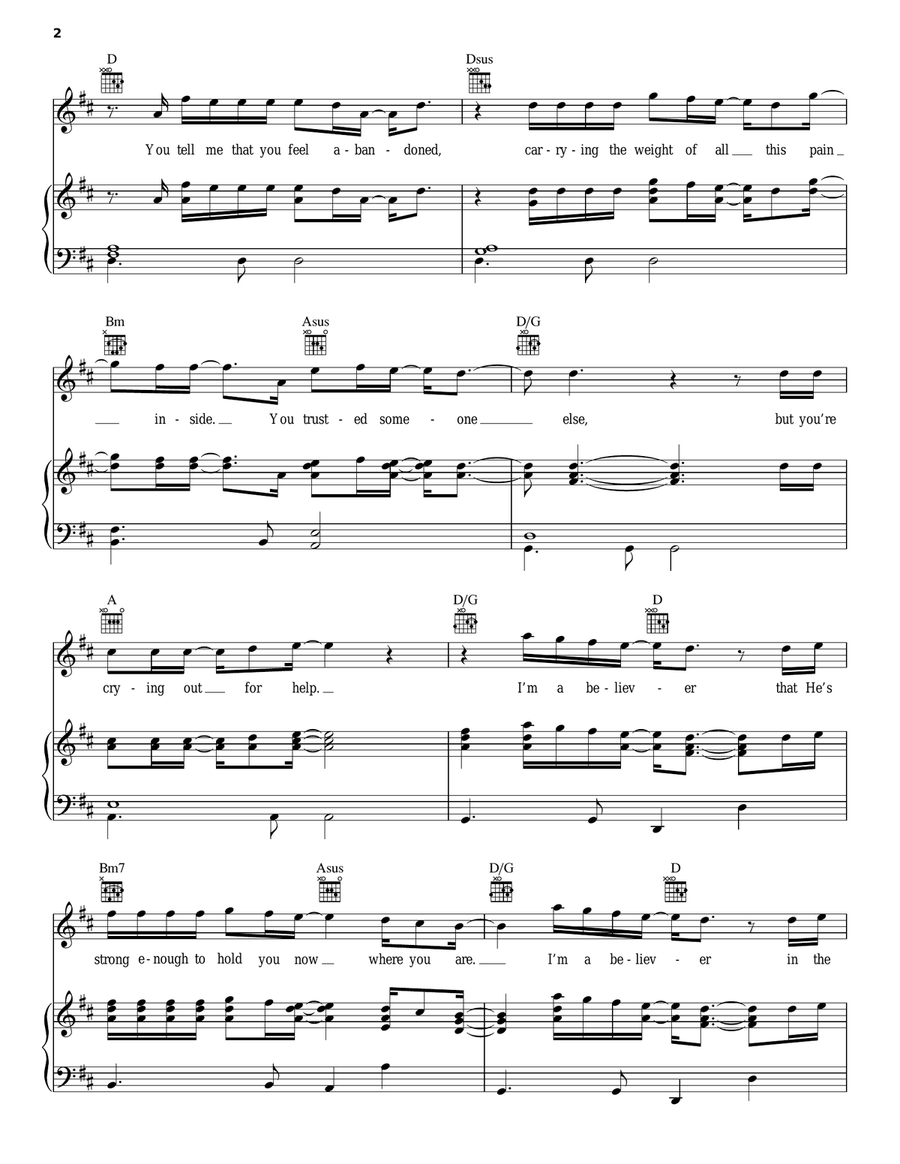 Believer Piano, Vocal, Guitar scores gallery preview page 2
