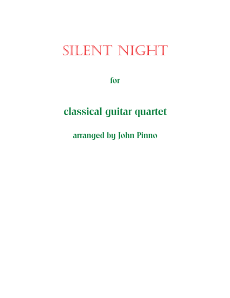 Silent Night for Classical Guitar Trio or Quartet