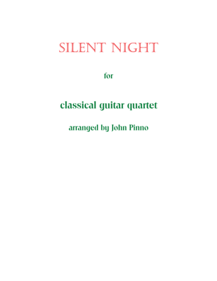 Silent Night for Classical Guitar Trio or Quartet