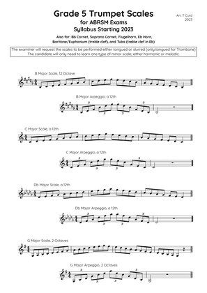 Trumpet Scales Grade 5. For the new ABRSM Syllabus from 2023.