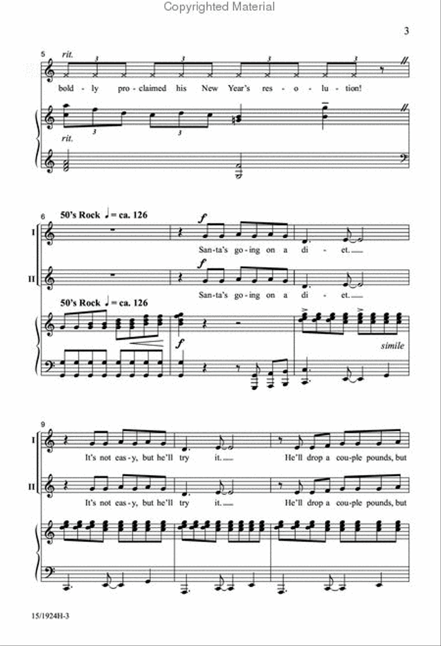 Santa's Going on a Diet Santa's Going on a Diet Unison Choir scores gallery preview page 3