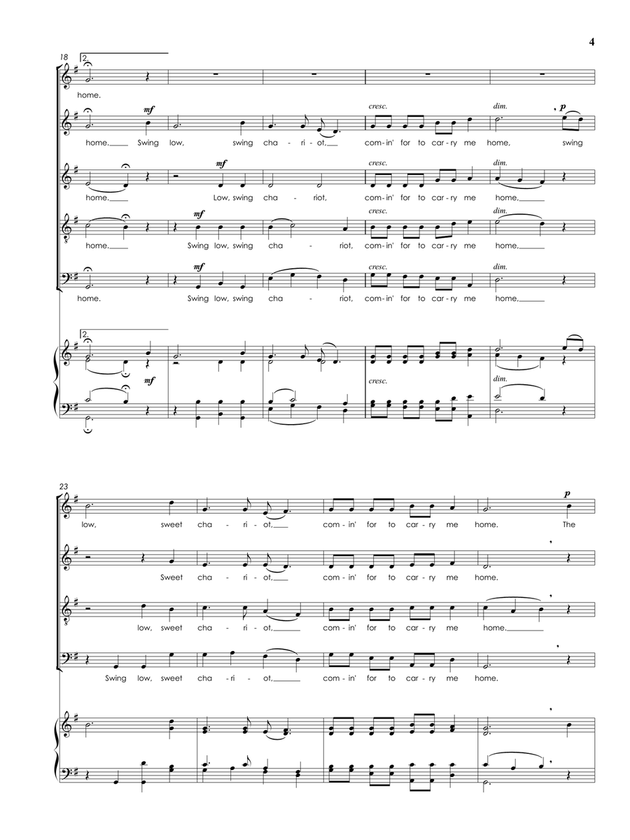 Swing low, sweet chariot for Choir SATB, a cappella 4-Part scores gallery preview page 5