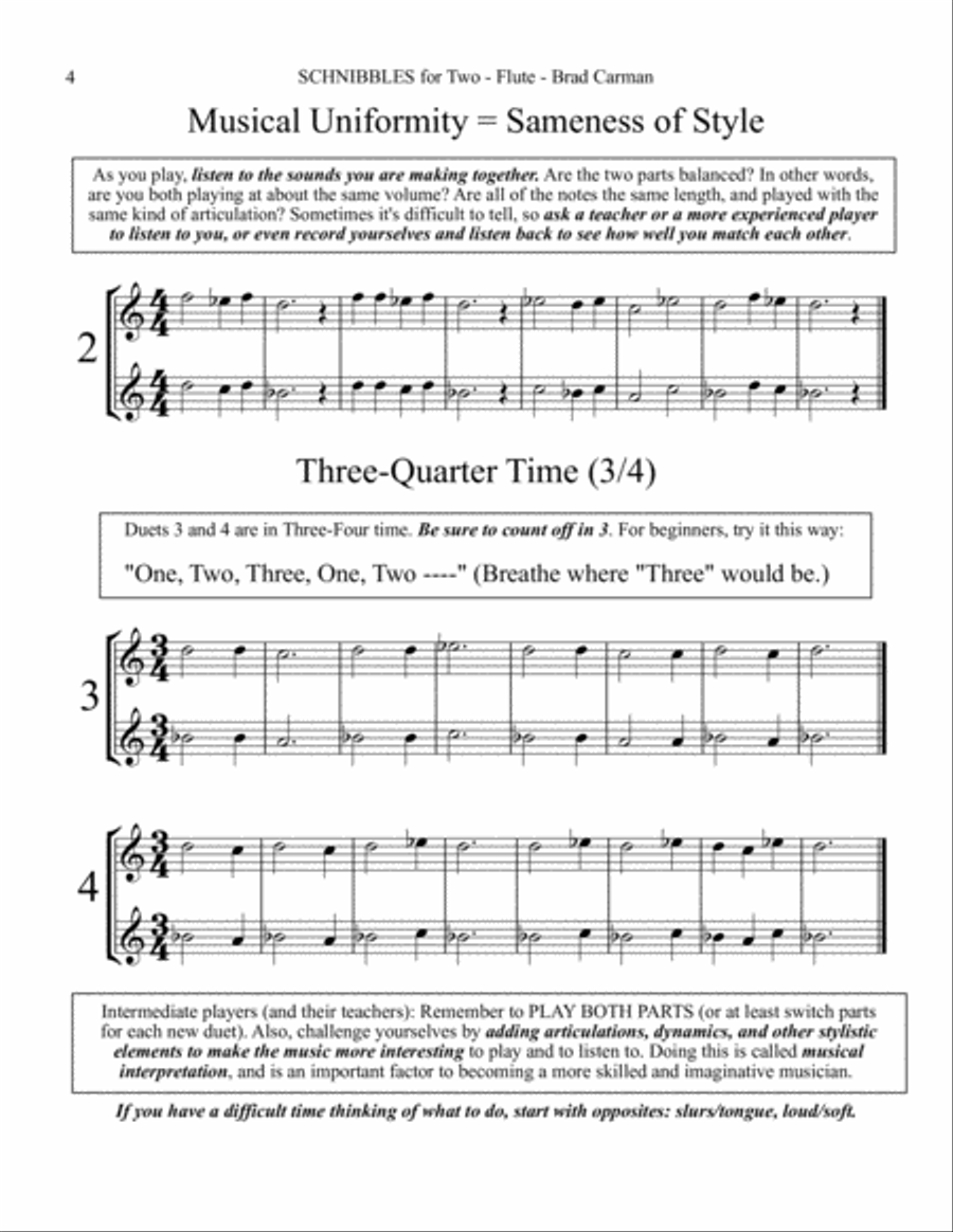 SCHNIBBLES for Two: 101 Easy Practice Duets for Band: FLUTE Woodwind Duet scores gallery preview page 5