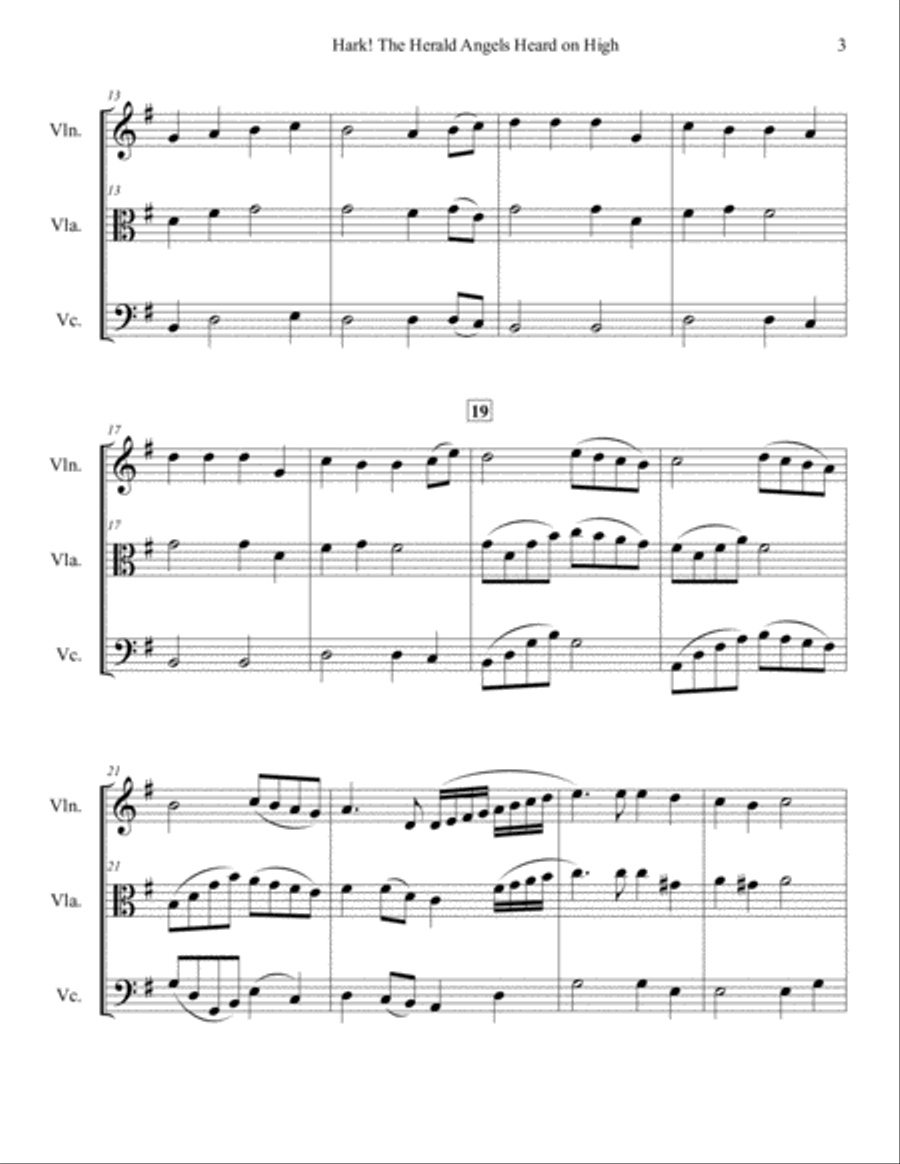 Hark! The Herald Angels Heard on High for String Trio String Trio scores gallery preview page 3