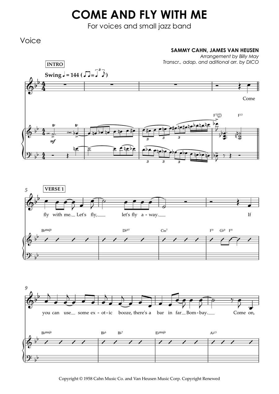 Come Fly With Me - Score Only Jazz Ensemble scores gallery preview page 1