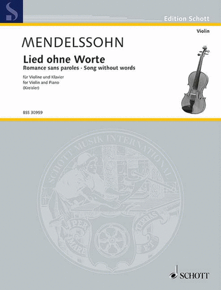Book cover for Kreisler Mw11 Mendelssohn Song Vln Pft